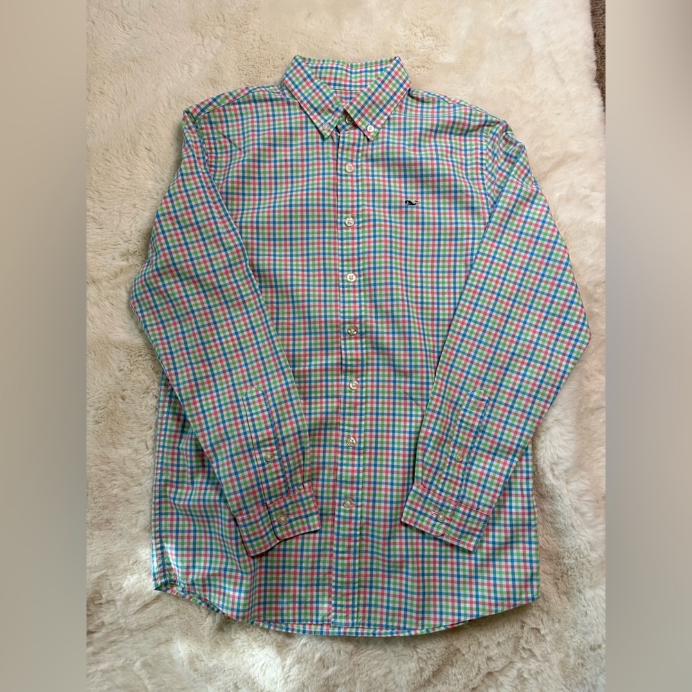 Vineyard Vines Boy’s LARGE Whale Plaid Shirt